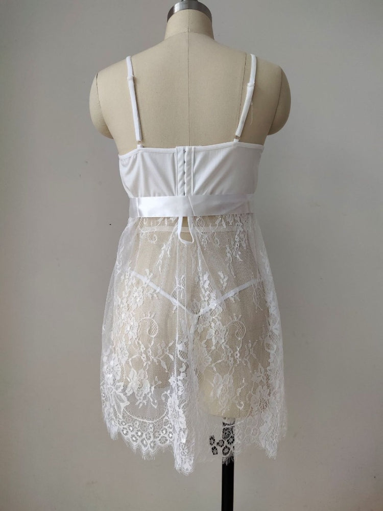 Plus Size Lingerie Babydoll with Lace Trim