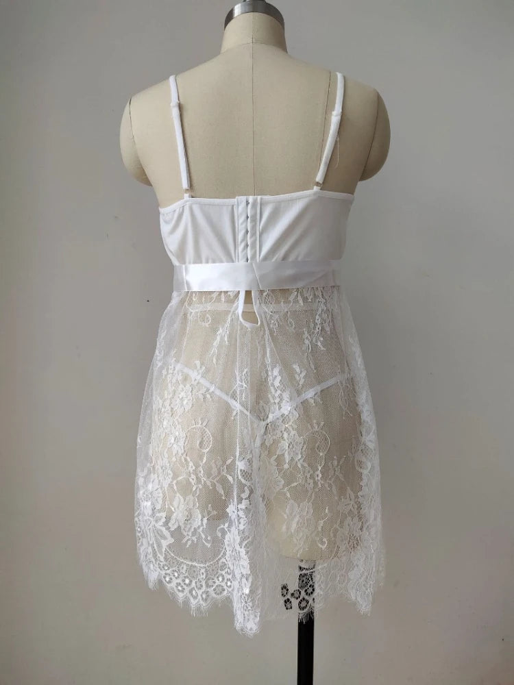 Plus Size Lingerie Babydoll with Lace Trim