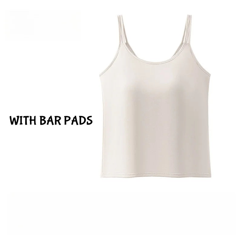 Womens Camisole Tank Top with Chest Pad Loose Fit