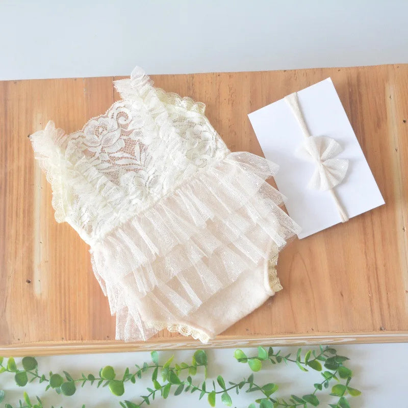 Newborn Baby Girl Lace Romper Princess Photography Outfit