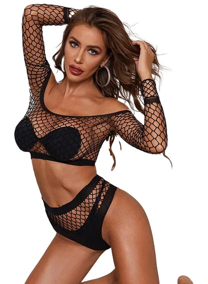 Sexy Rhinestone Fishnet Bodysuit