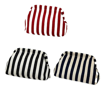 Stripe Pinch Snap Clutch Purse