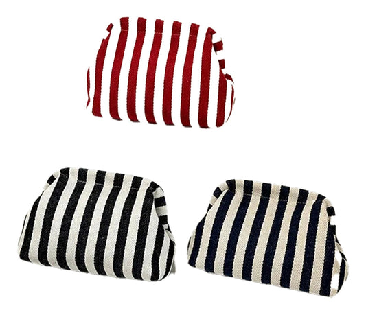 Stripe Pinch Snap Clutch Purse