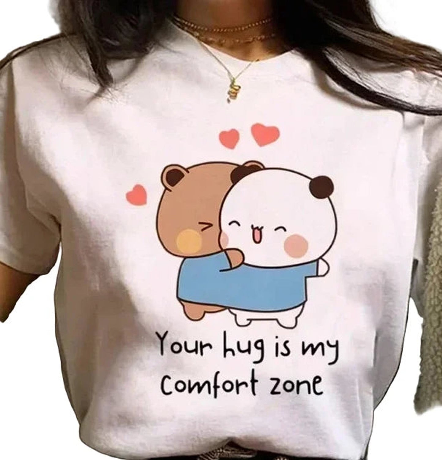 Cute Manga Print T-Shirt for Girls - Front View