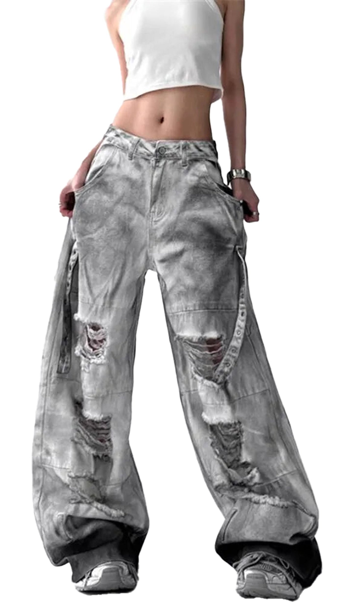 High Street Ripped Wide Leg Jeans