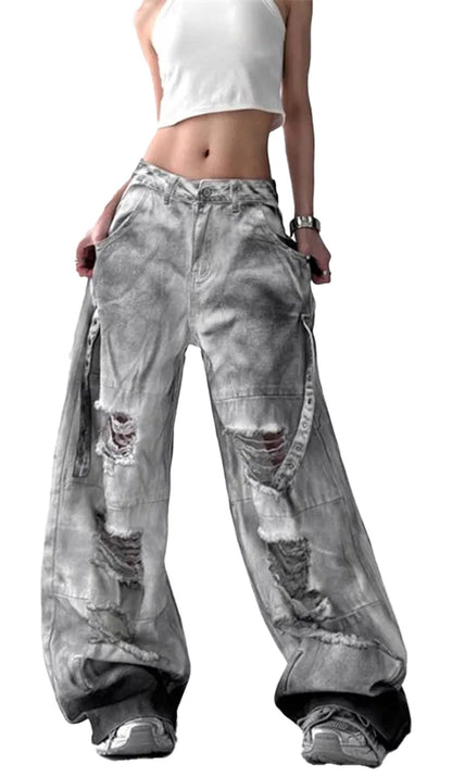 High Street Ripped Wide Leg Jeans