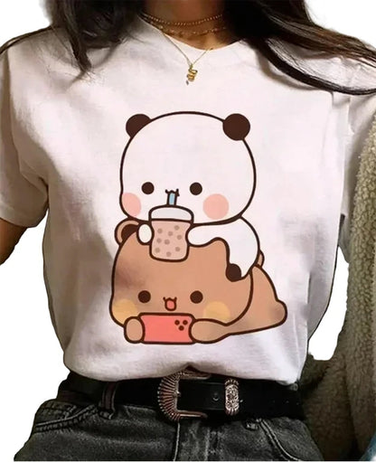 Cute Manga Print T-Shirt for Girls - Side View