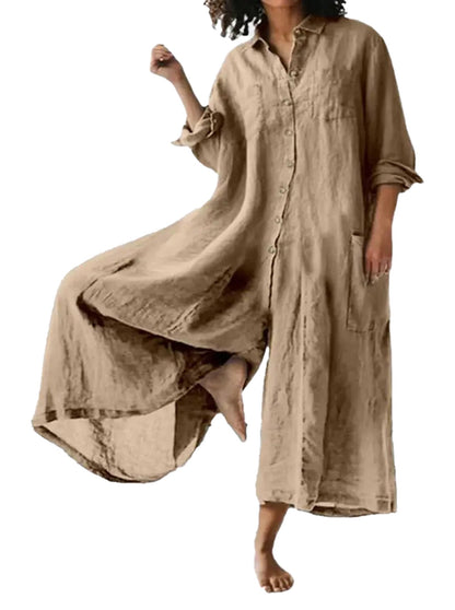 Womens Cotton Linen Jumpsuit Trendy Style