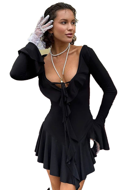 White Ruffled Mini Dress For Women