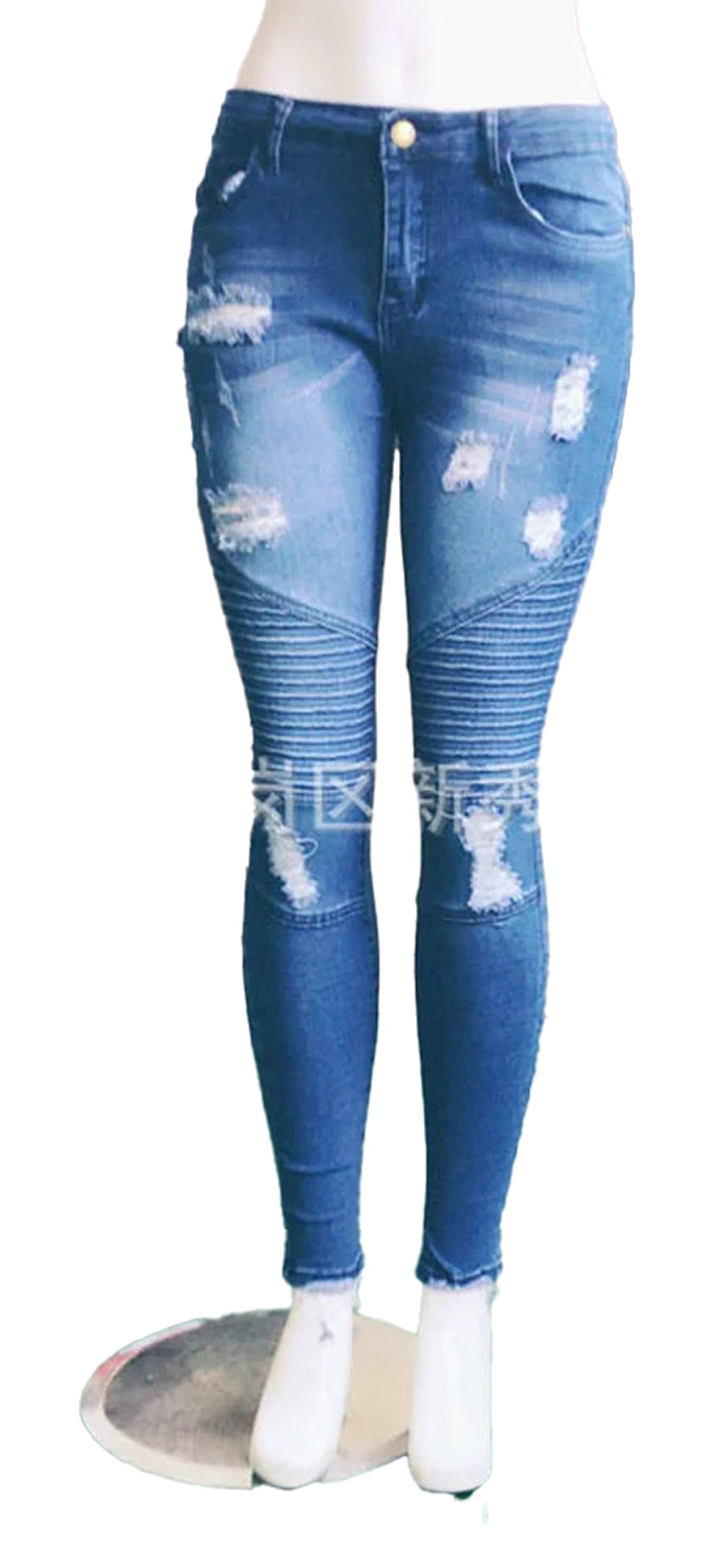 Womens High Waist Ripped Skinny Jeans