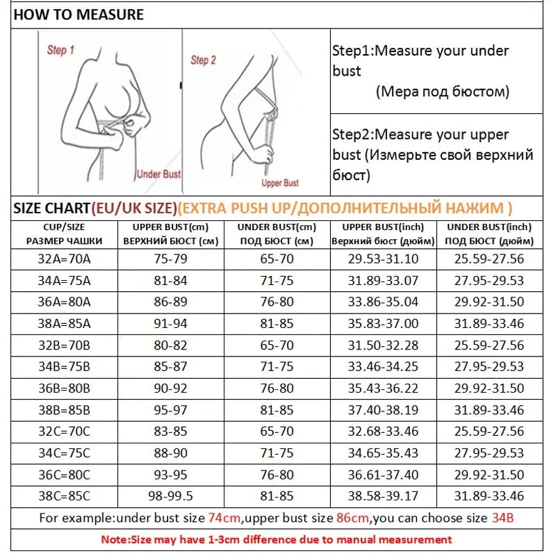 Underwire Push Up Bra with Lace Detailing