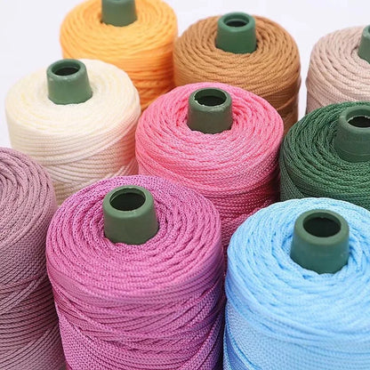 3mm Triple Strand Bright Silk Thread Flat Colorful  Silk Cotton Polyester