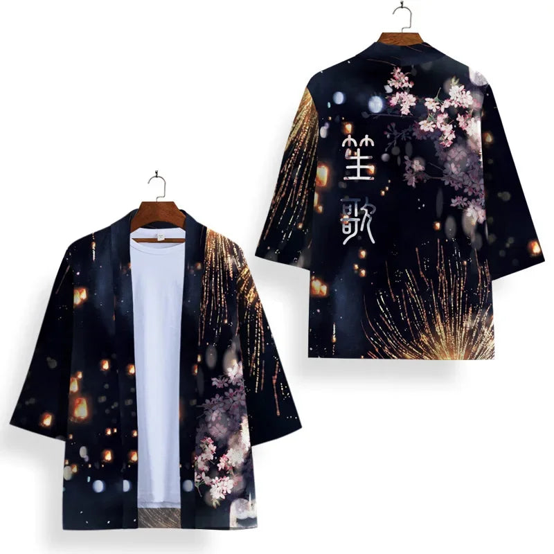 Black and White Kimono Cosplay Samurai Cardigan Yukata