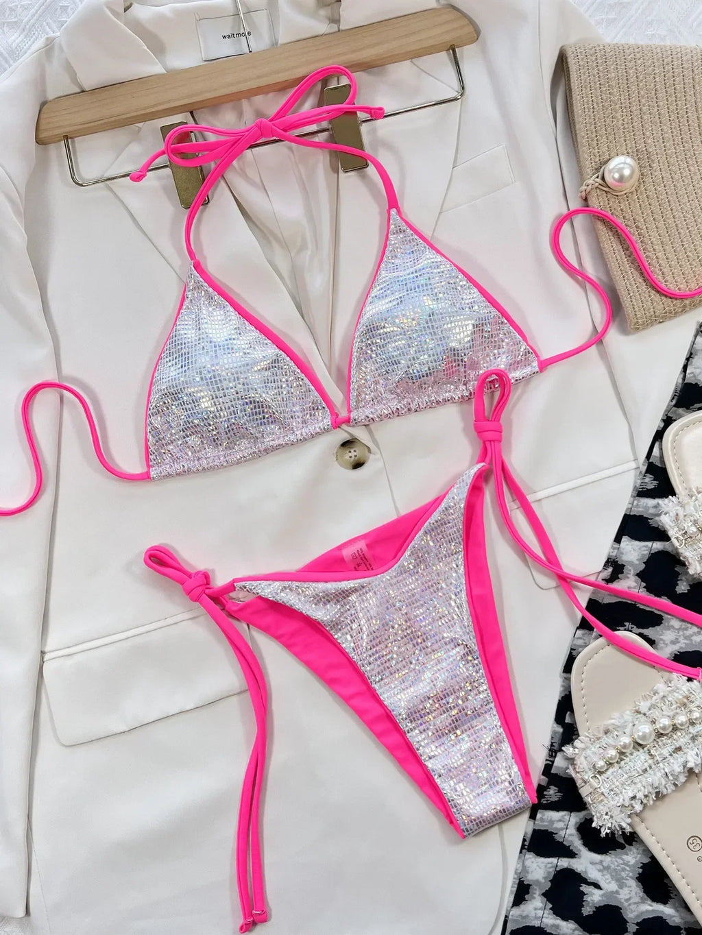 Triangle Bikini in Shimmering White