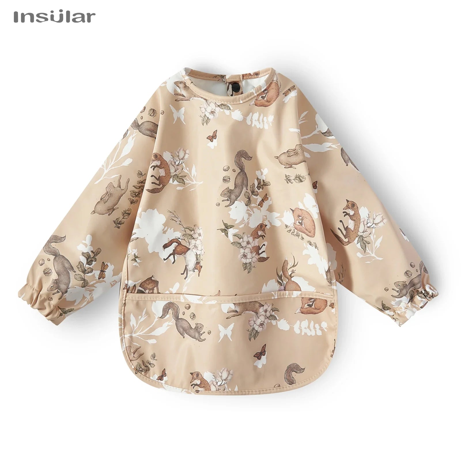Cute Cartoon Animal Waterproof Long Sleeve Toddler Feeding Smock Bib