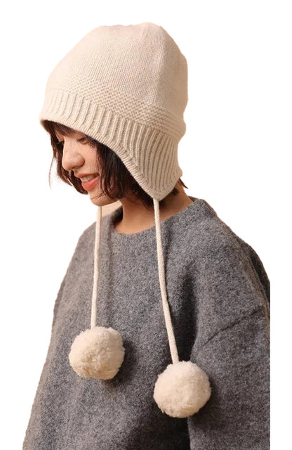Womens Wool Beanie With Pom Pom Stylish Cozy Hat