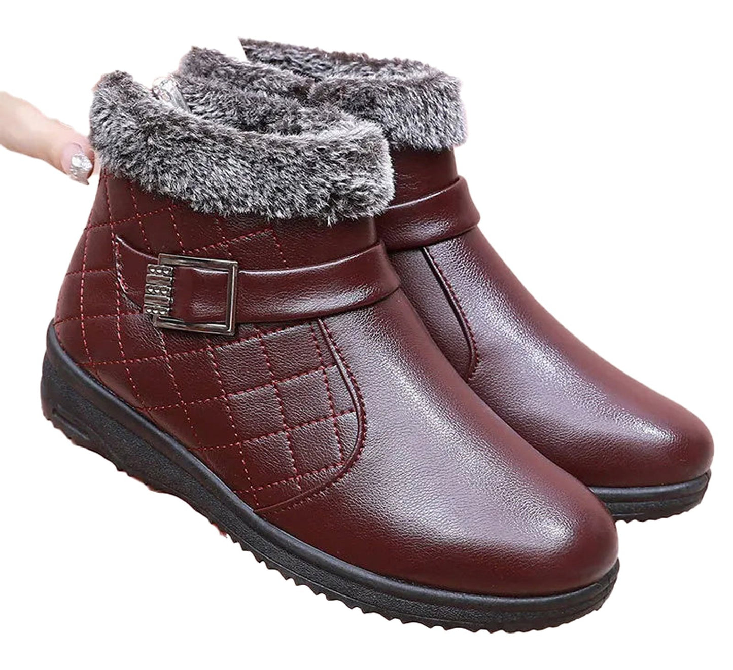 Womens Faux Fur Ankle Boots Stylish Comfort