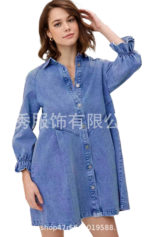 Pink Denim Dress For Women Trendy Style