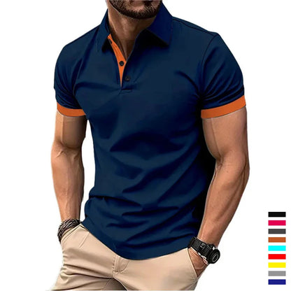 Mens Color Block Polo Shirt Trendy Style