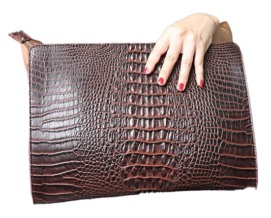 Luxury Crocodile Pattern Clutch Bag