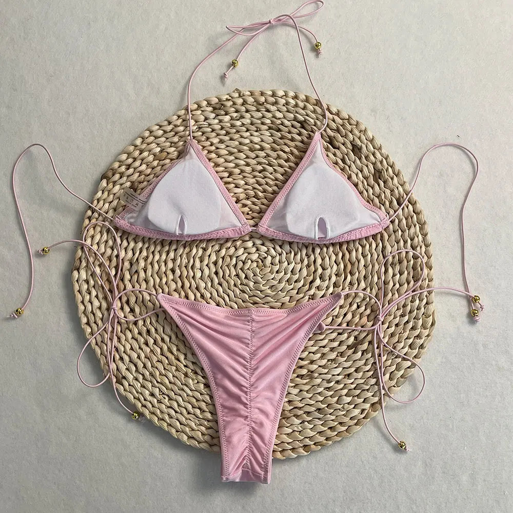 Swimwear Swimsuit: Trendy Pink Bikini Set