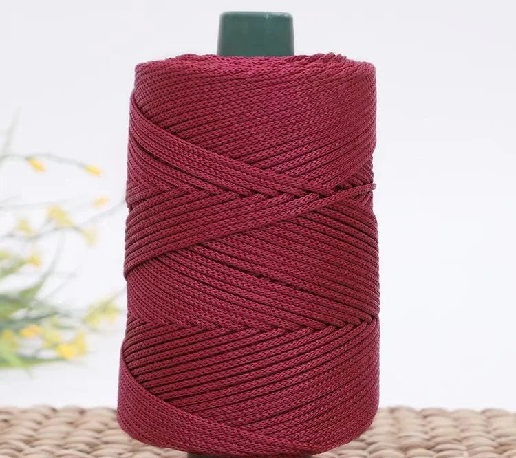 3mm Triple Strand Bright Silk Thread Flat Colorful  Silk Cotton Polyester