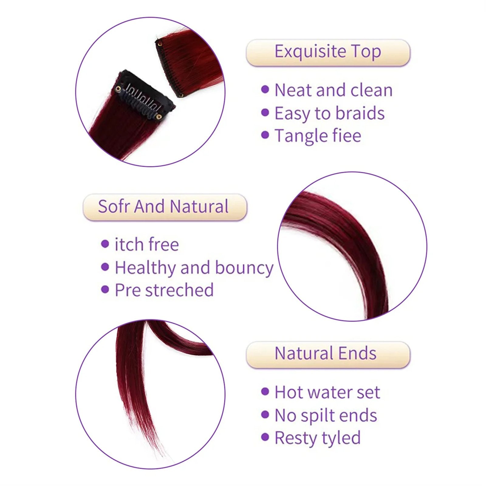 LuckeLadybug LLC synthetic clip in hair extensions in long straight style for a natural look