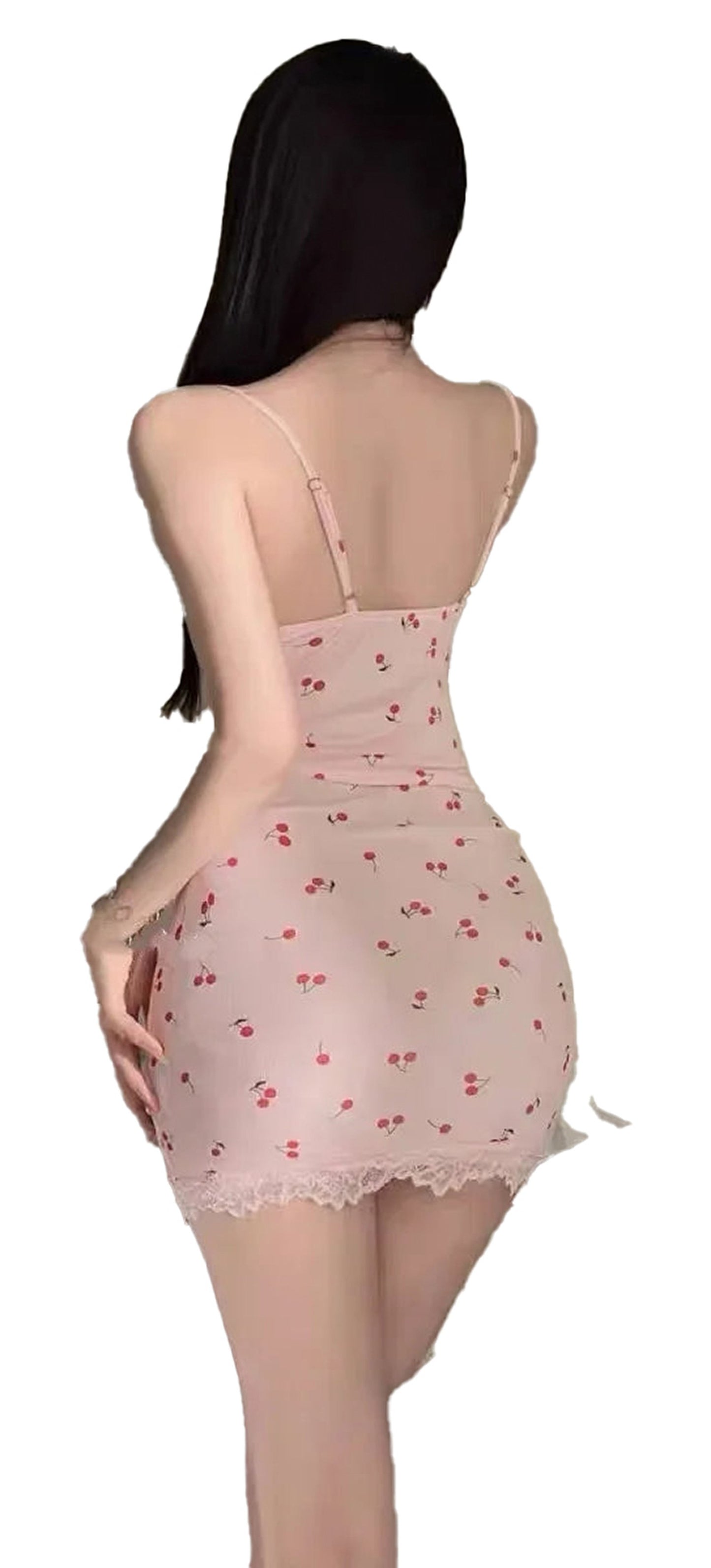 Pink Cherry Print Mini Dress