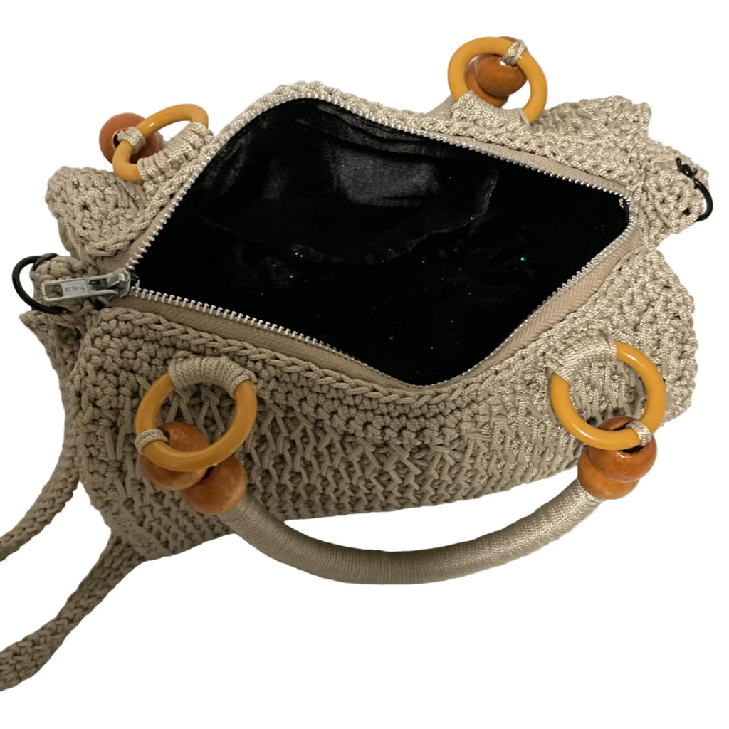 Handmade Beige Crochet Shoulder Bag