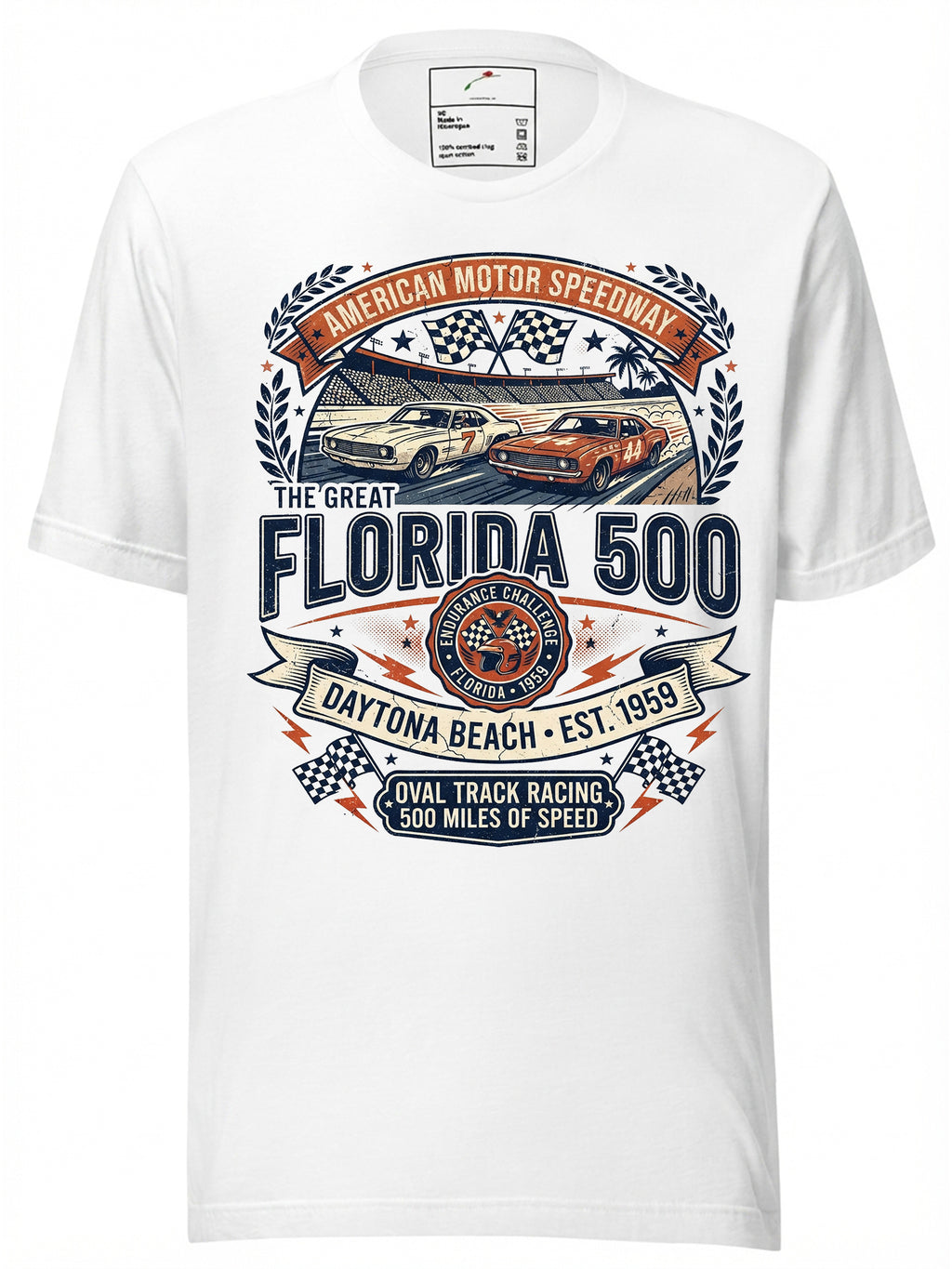 Daytona Beach Vintage Stock Car Racing Graphic T-Shirt