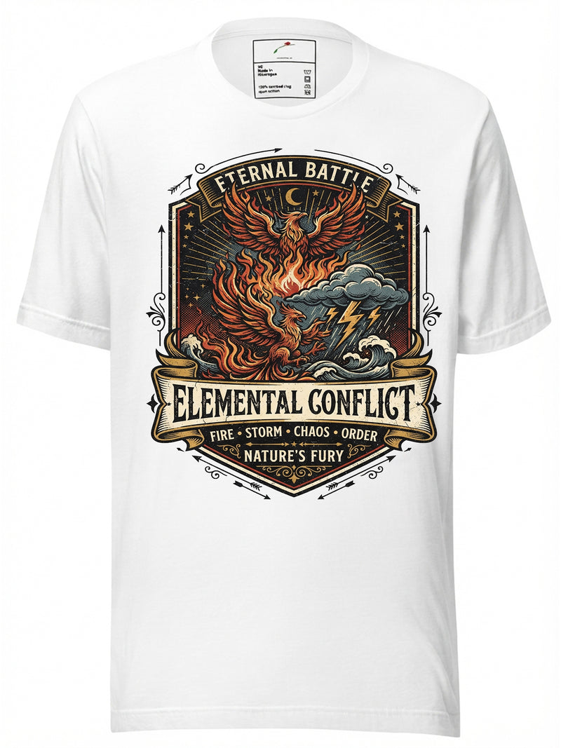 Elemental Clash: Fire vs Storm Graphic T-Shirt