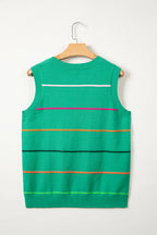 White Stripe Round Neck Knitted Sweater Tank