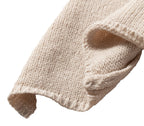Beige Open Front Knitted Cardigan