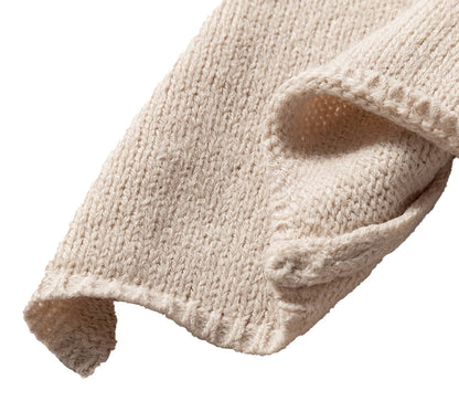 Beige Open Front Knitted Cardigan