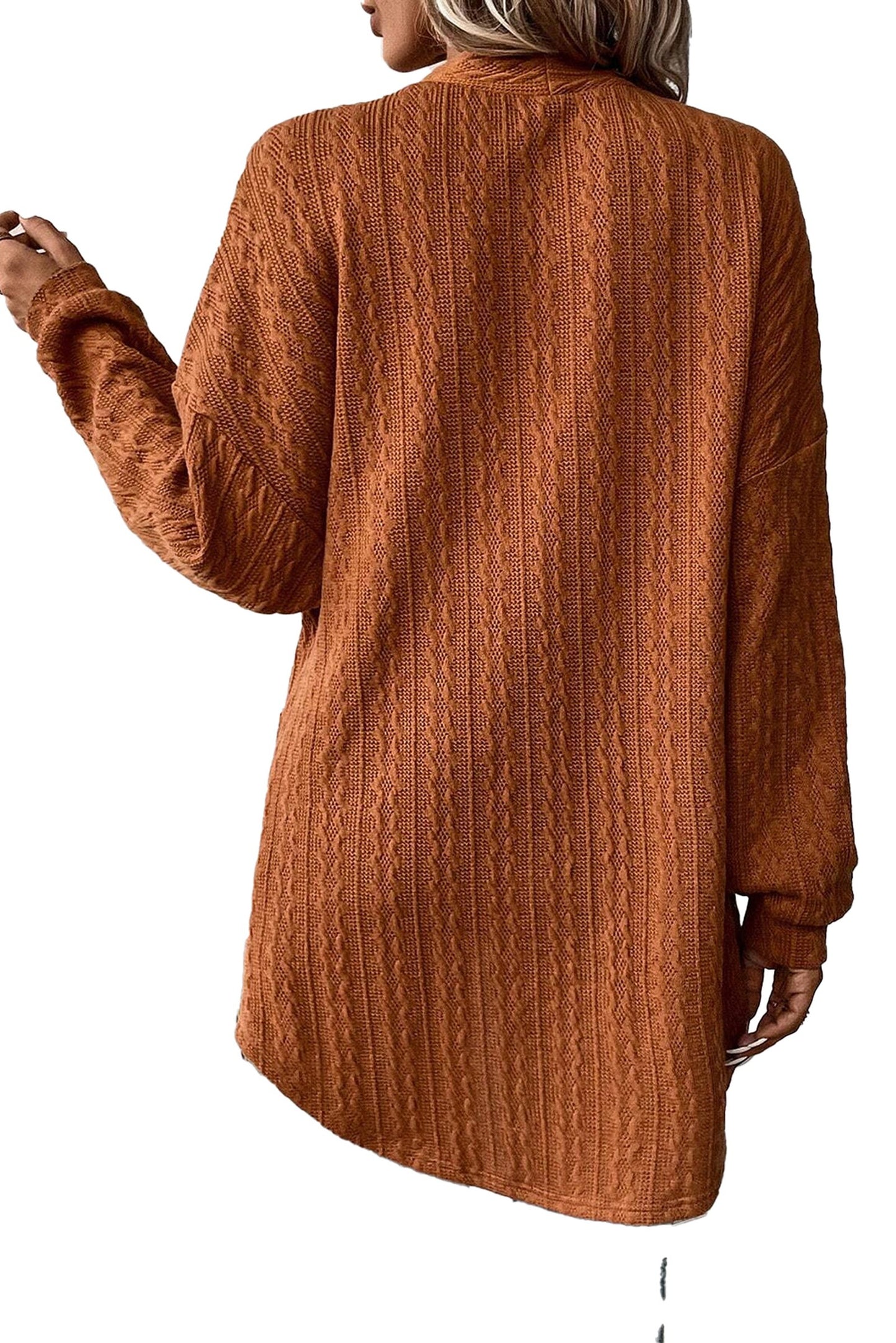Chestnut Knit Cardigan With Pockets