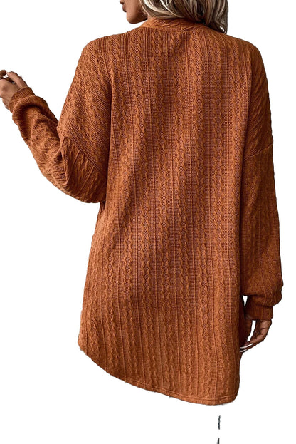 Chestnut Knit Cardigan With Pockets