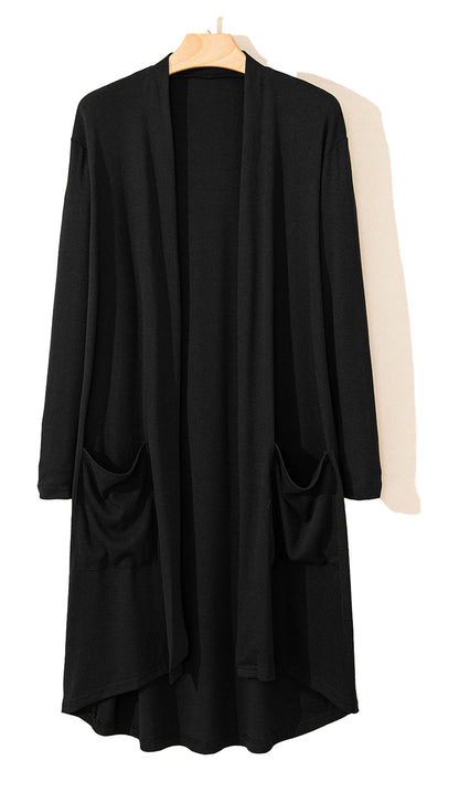 Black Open Front Cardigan Women