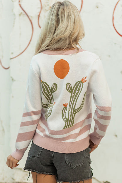 Apricot Cactus Sweater Cardigan For Trendy Style