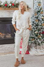 White Polka Dot Lounge Set For Comfort