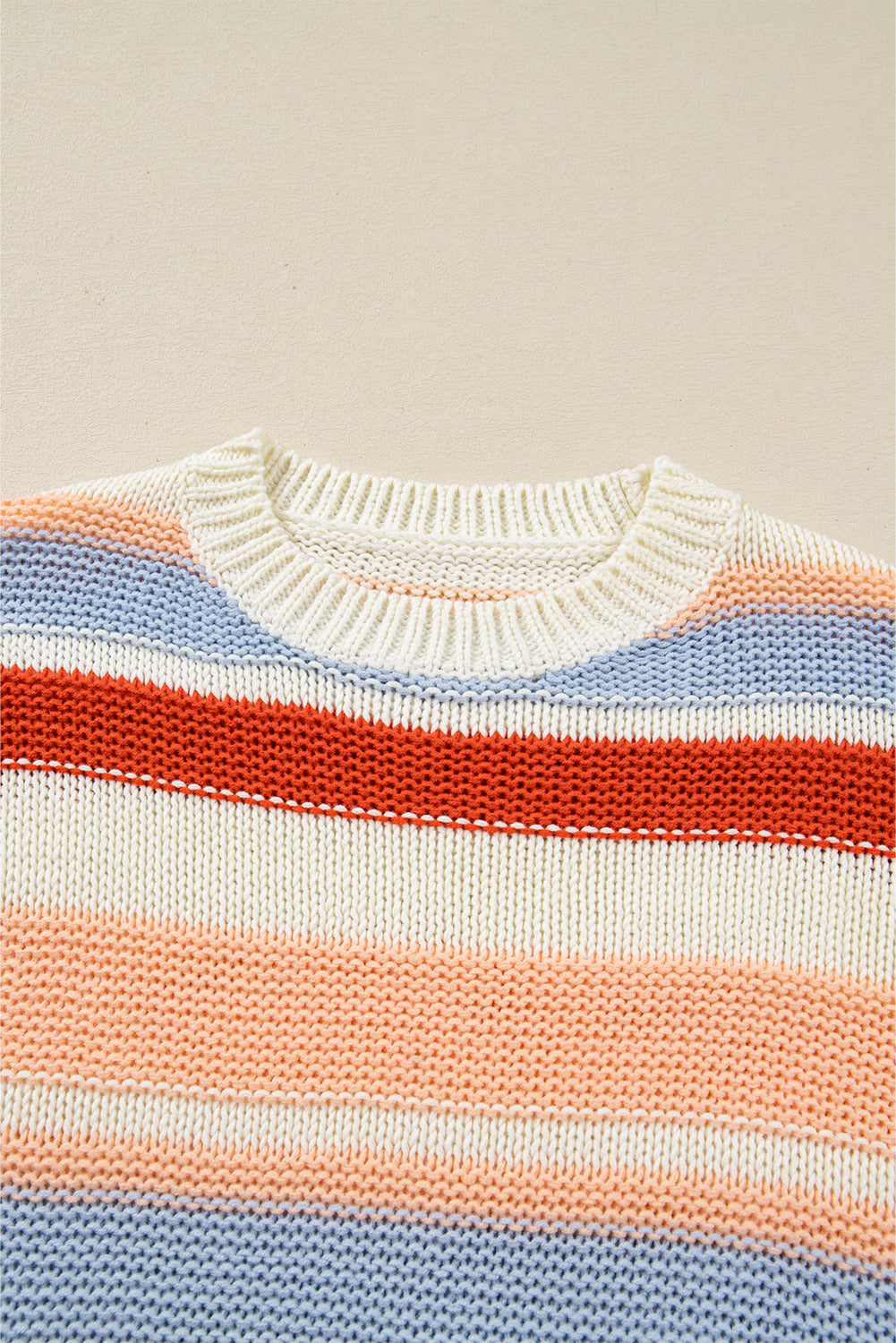 Pink Striped Colorblock Sweater
