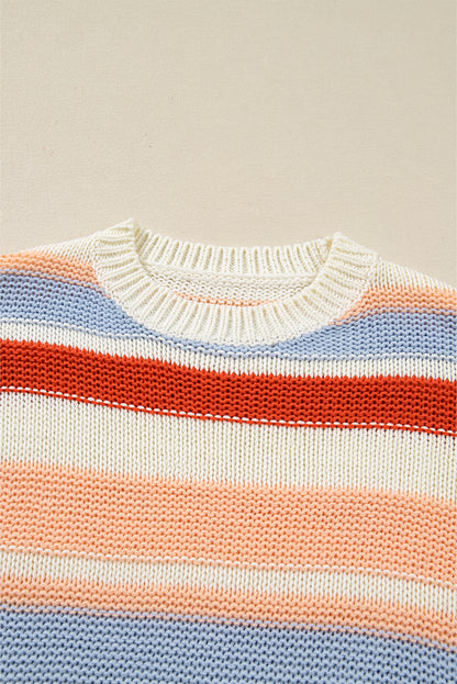 Pink Striped Colorblock Sweater