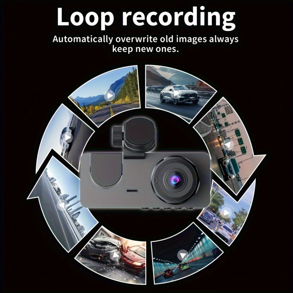 Triple Lens Car Dash Cam With Night Vision