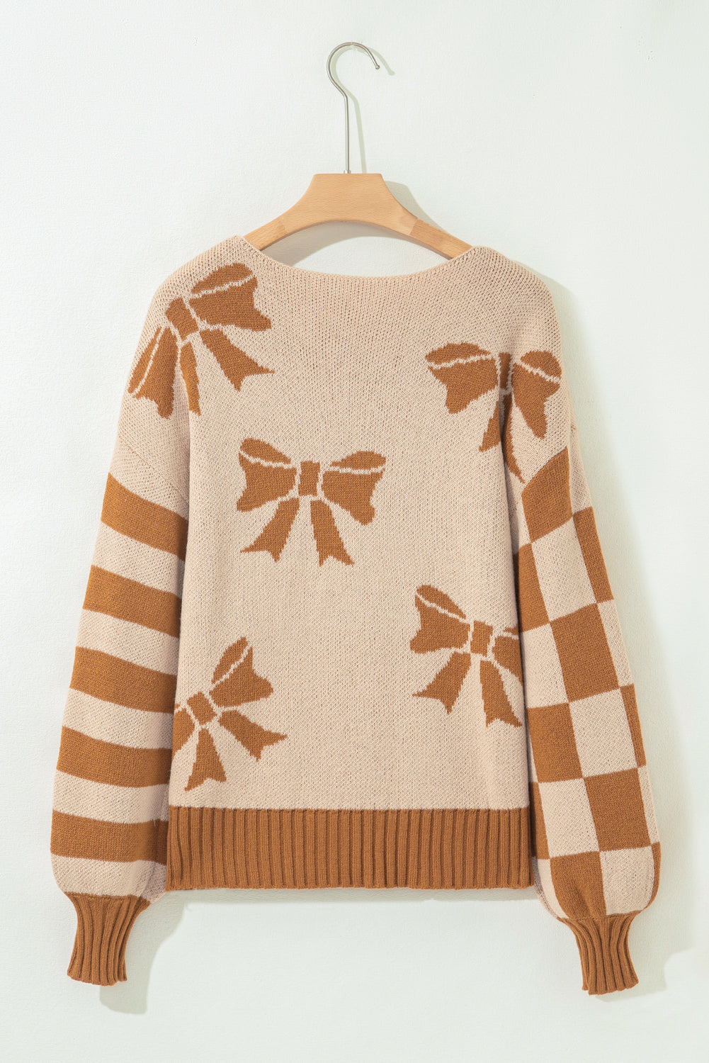 Yellow Ribbon Bow Print Sweater