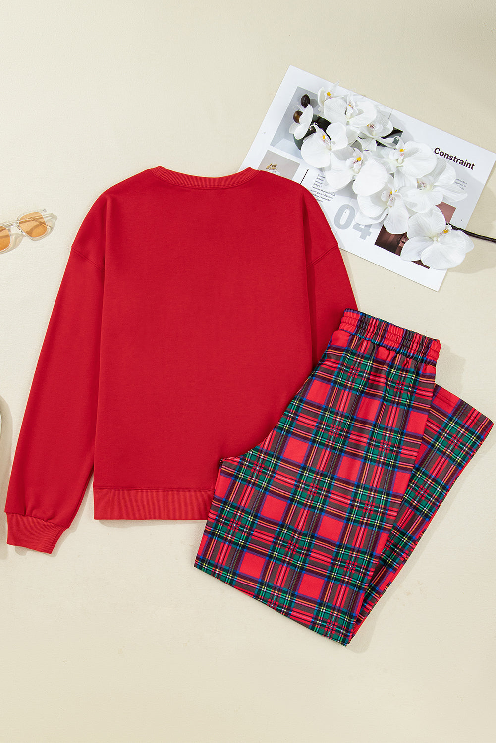 Red Plaid Christmas Lounge Set