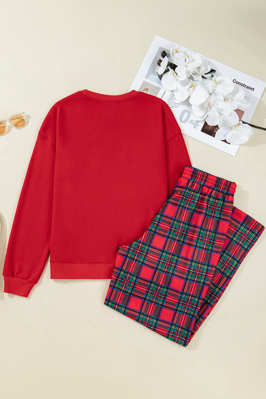 Red Plaid Christmas Lounge Set