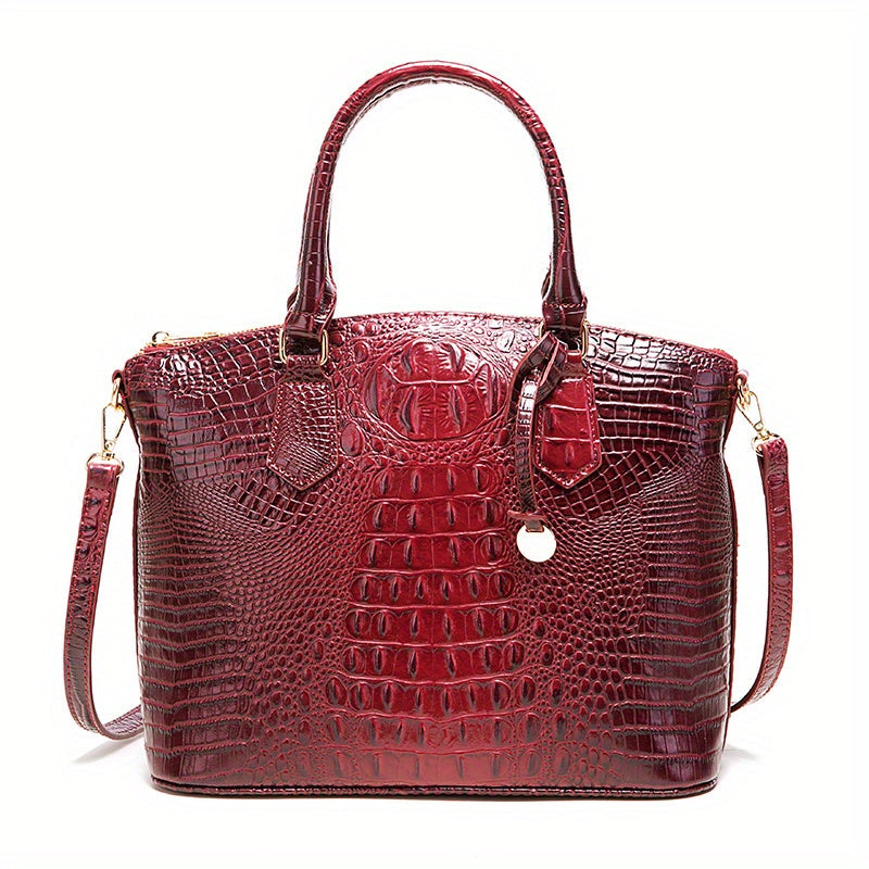 Crocodile Embossed Womens Handbag Chic Satchel