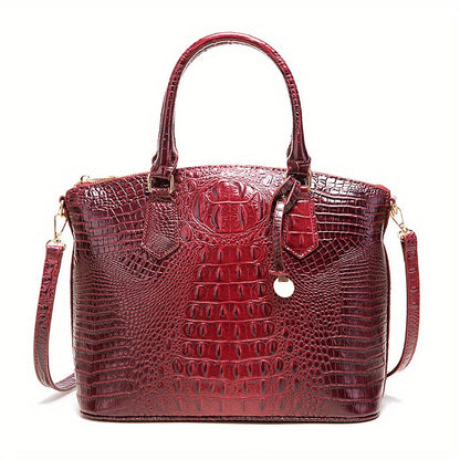 Crocodile Embossed Womens Handbag Chic Satchel