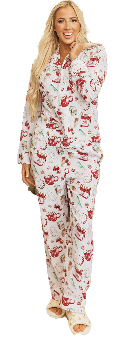 White Christmas Pajama Set For Cozy Nights