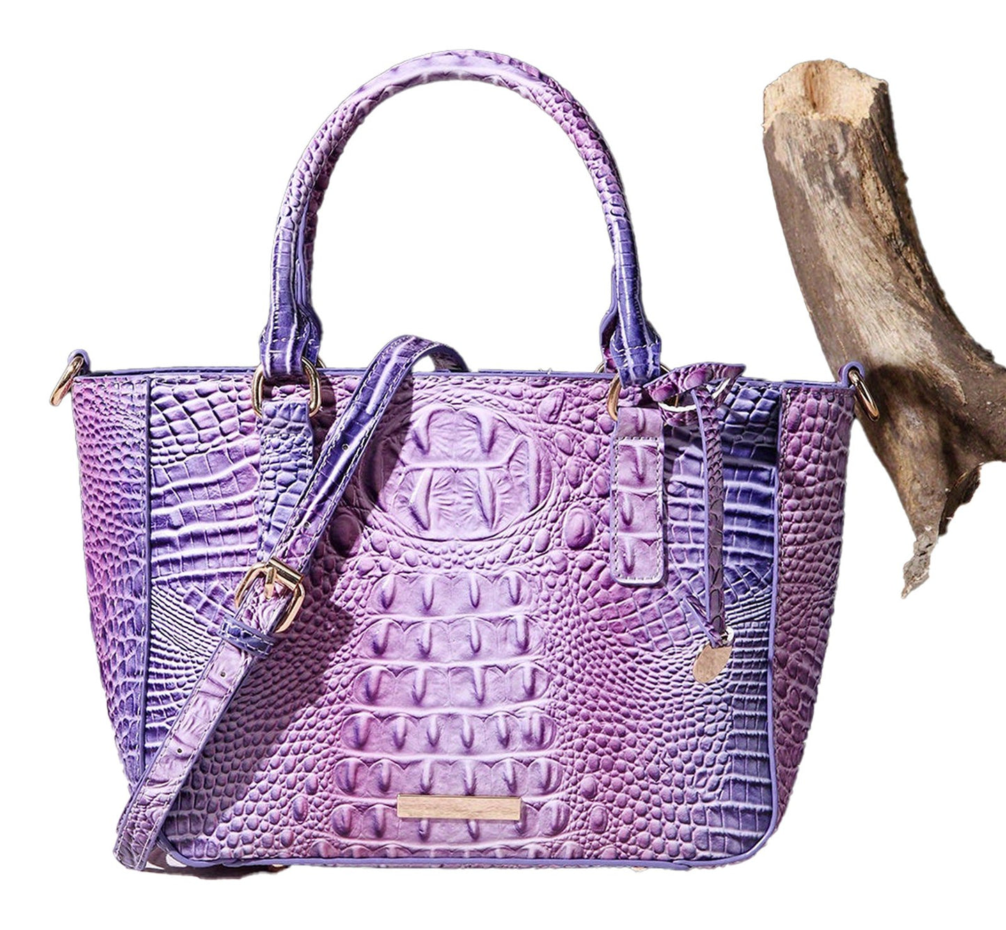 Crocodile Pattern Satchel Handbag Pink