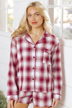 Red Plaid Lounge Set For Women